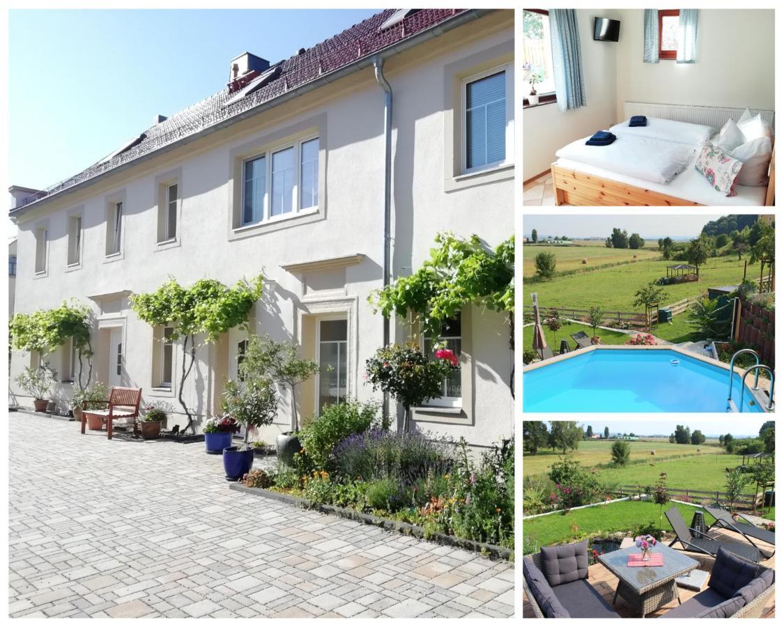 Ferienhof Graefe - 3-Seiten Hof Mit Grossem Garten, Pool & Sauna Meißen Eksteriør bilde